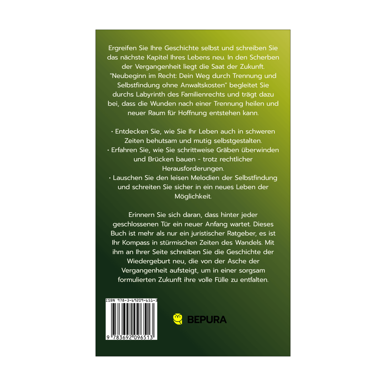 Neubeginn im Recht || Dein Weg durch Trennung und Selbstfindung ohne Anwaltskosten 2 Neubeginn im Recht Rückseite