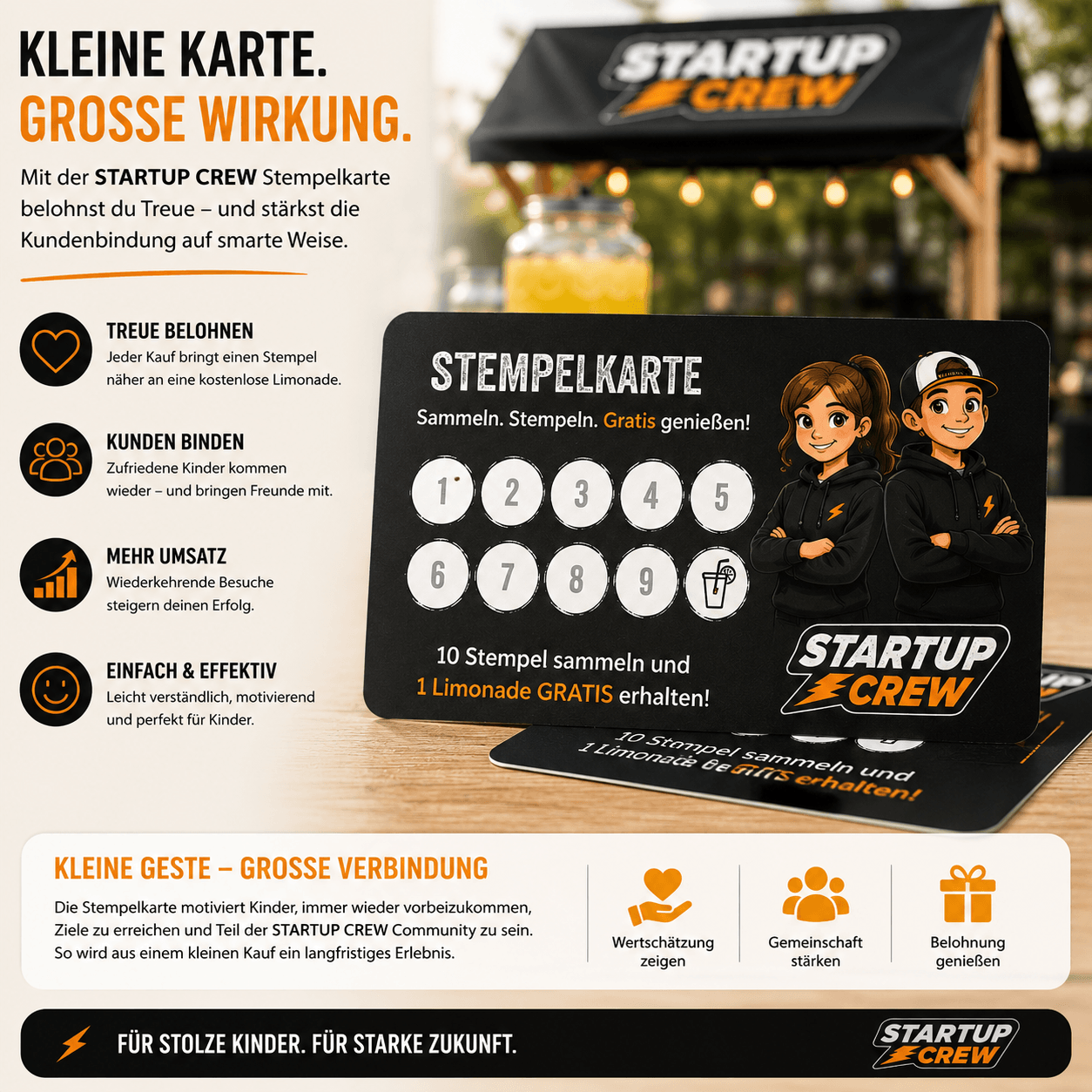 STARTUP CREW Unternehmer-Set für Kinder | Dein erstes Business | Verkaufsstand & Business-Buch 14 STARTUP CREW Stempelkarte für spielerische Kundenbindung